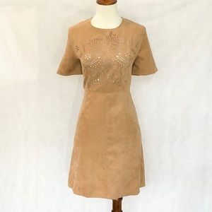 Mustard Seed Faux Suede Laser Cut Mini Dress